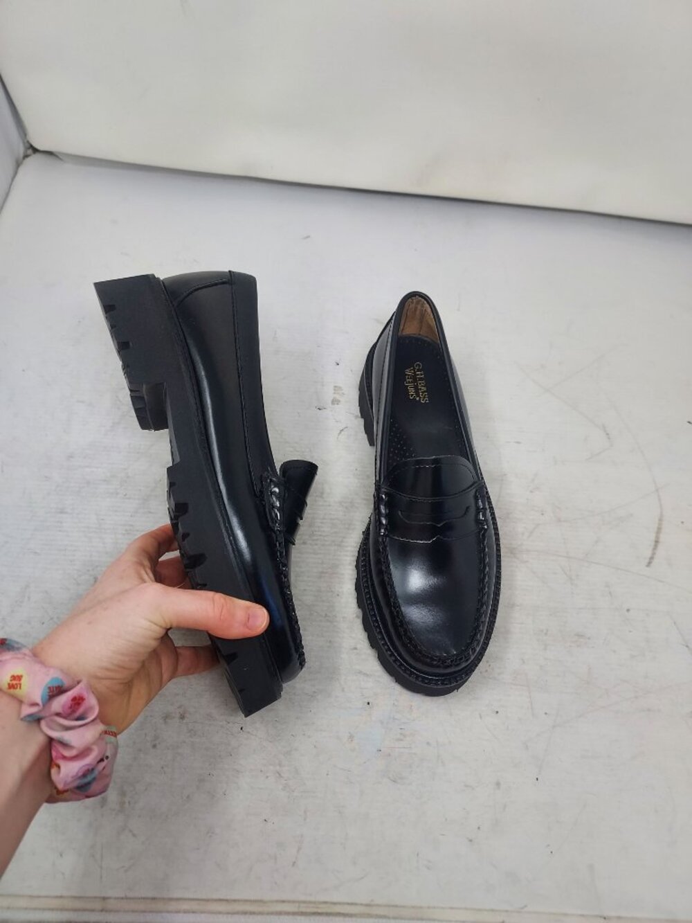 G.H. BASS Black M Bax Womens Lug Sole Penny Loafer
